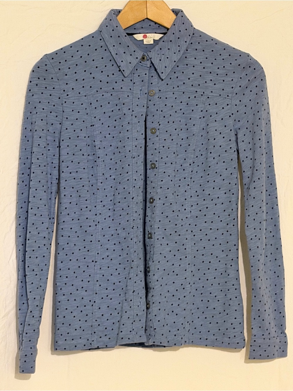 Boden Blue Polka Dot The Classic Shirt Cotton Long Sleeve Button Up Top